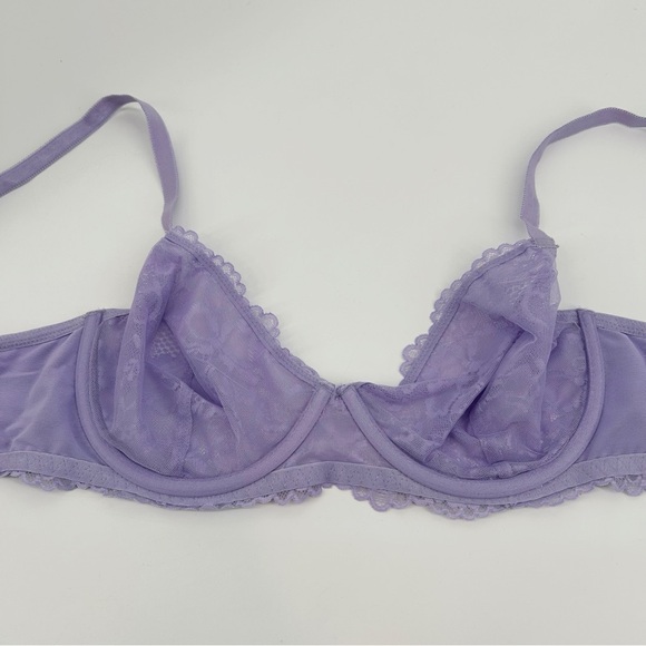 NWT Savage x Fenty Lavender Purple Lace Overlay Underwire Unlined Bra Size 38C - Picture 10 of 14